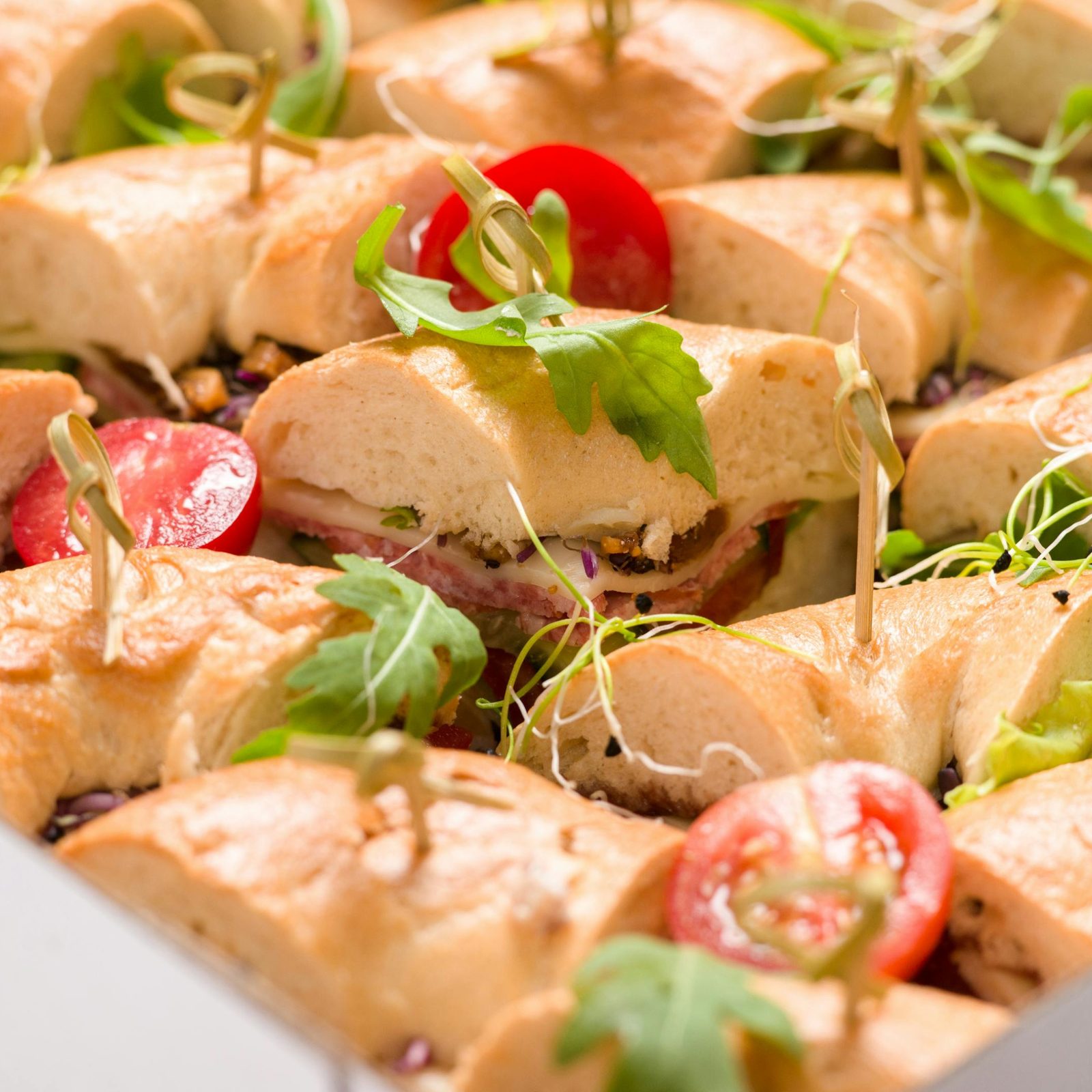 Schaal met wraps en broodjes